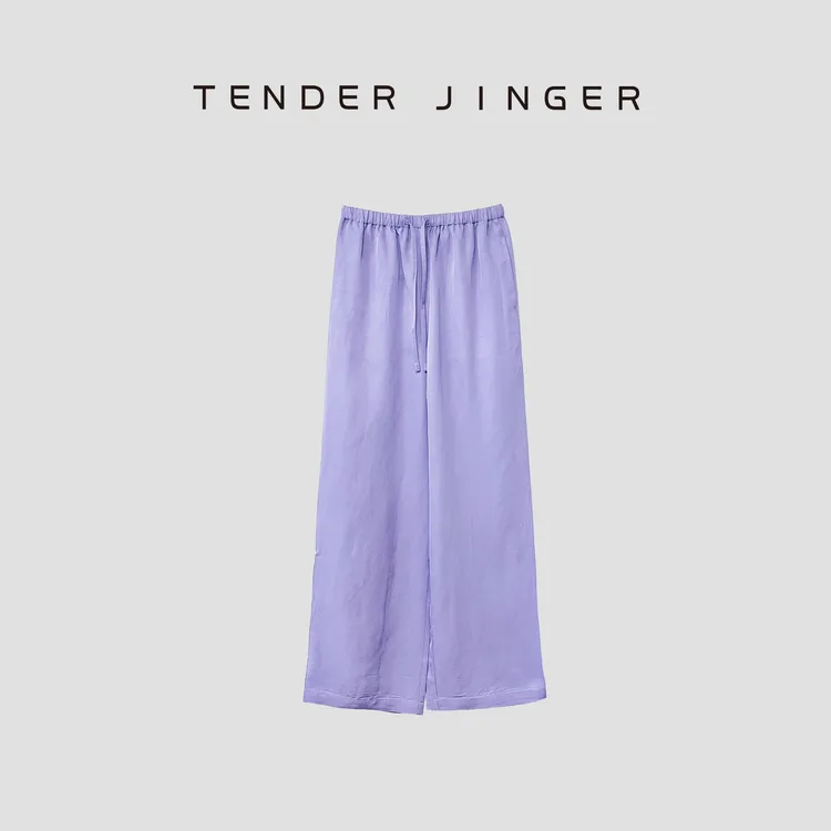Tender Jinger【专柜】2024夏抽绳醋酸亚麻混纺阔腿裤T42SAI77273