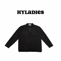 HYLADIESWEAR  『简素老钱风』秋季时尚简约百搭翻领Polo长袖针织衫