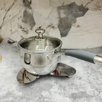 臻佳18-10材质加厚不锈钢硅胶手柄家用汤锅奶锅支持检测