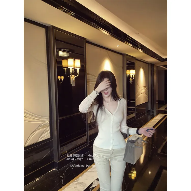 杜总家 佩里斯小衫*原创纯欲清纯百分百莱赛尔棉针织开衫修身上衣