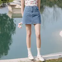 慕兔高腰a字包臀裙短裙少女2025夏季新款小个子显瘦牛仔裙半身裙