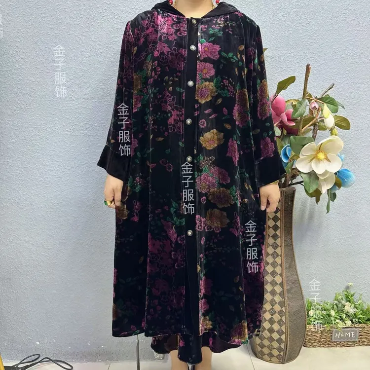 P2-6626大码植绒外套大码妈妈装婆婆装