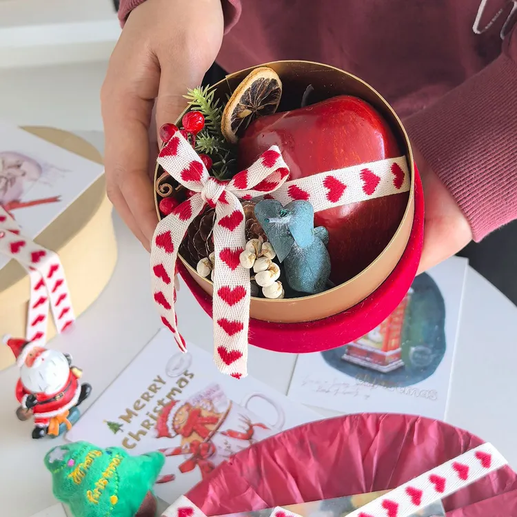 ins风棉质红白爱心丝带圣诞礼物包装DIY节庆装饰氛围感圣诞节装饰
