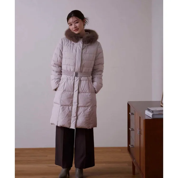 【Montendre】 秋冬人气款 P 气质连帽松紧腰带泡芙格羽绒服