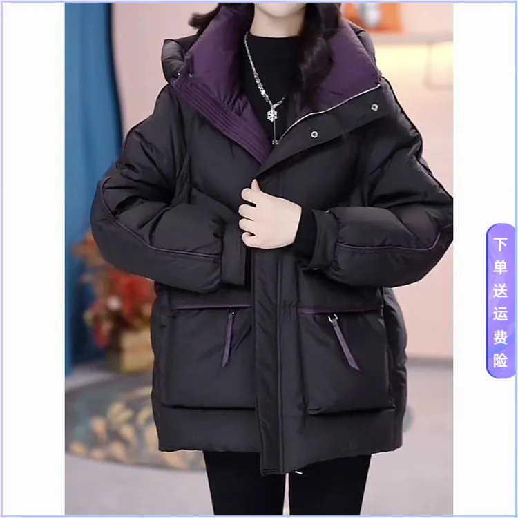 今年流行的服女冬季新款小个子加厚拼接棉衣棉袄加厚