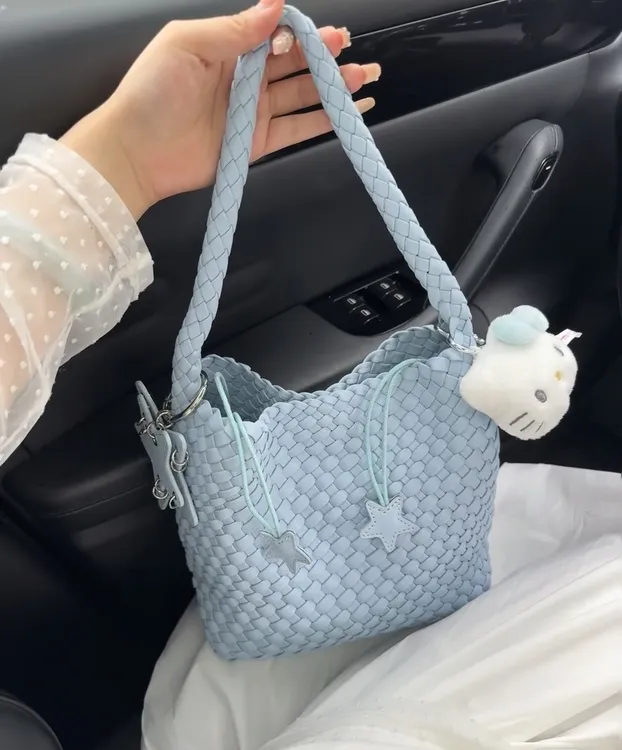 （星星小号）枪枪同款手工编织包通勤编织托特包大容量手提单肩包