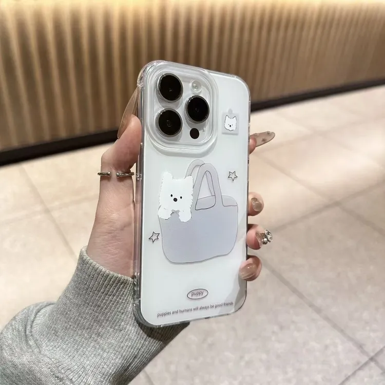 可爱手提包小狗插画imd手机壳适用苹果iPhone17/16/15华为p70