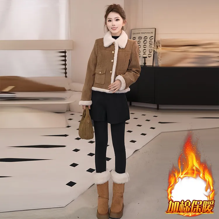 时尚拼接设计感加厚棉服女2025冬季新款韩版修身百搭遮肉开衫外套