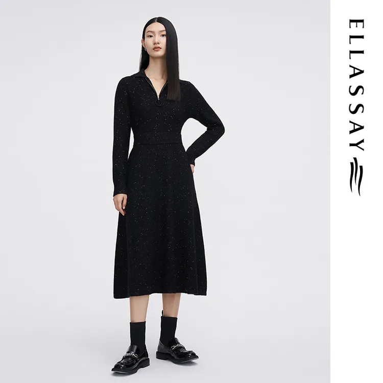 【永夜星河】ELLASSAY/ELLASSA歌力思秋冬针织连衣裙女EWB334M01900