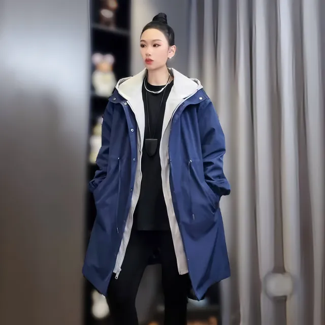2025春季新款风衣女韩版休闲假两件连帽大码情侣百搭中长款外套