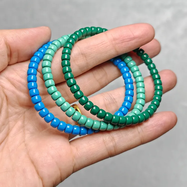 小尺寸湖北十堰绿松科技松直切老型单圈手串叠戴神器精工归圆