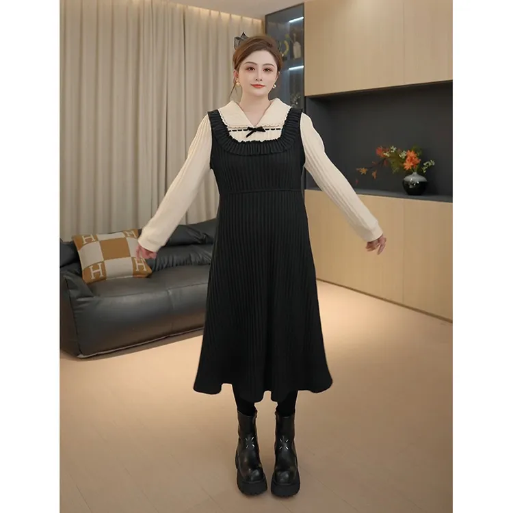 【胖佳佳】现货~告白气球 长袖连衣裙时尚显瘦针织长裙H625Q00441