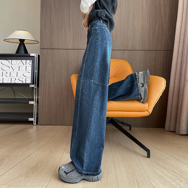 美式阔腿牛仔裤女秋季新款宽松显瘦百搭时尚直筒宽松香蕉弯刀裤子