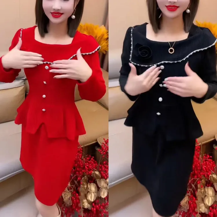 通勤休闲风极简风时尚显瘦时尚洋气修身女神连衣裙