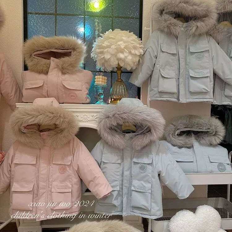 巴拉巴拉棉服女童冬季新款儿童加绒加棉毛领保暖棉衣女宝宝洋气加