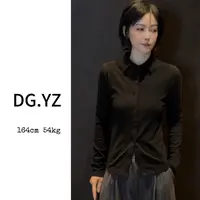 【樱子家】3099F百搭修身不规则领长袖衬衫上衣7