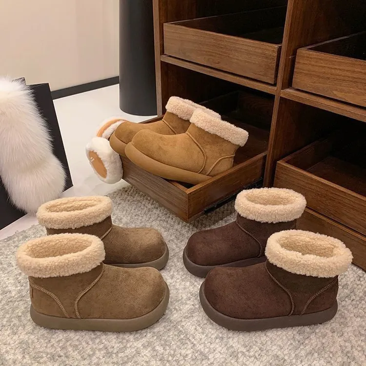 勃肯雪地靴女2025新款丑萌大头冬季小土豆加绒短靴保暖网红棉鞋JH