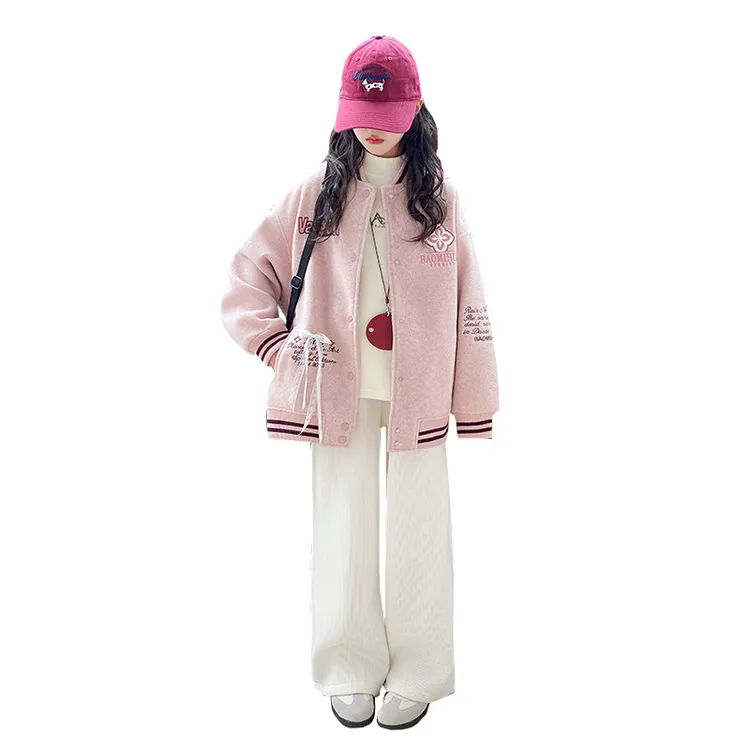 春秋8岁女童外套新款洋气百搭棒球服休闲宽松卫衣开衫针织大童