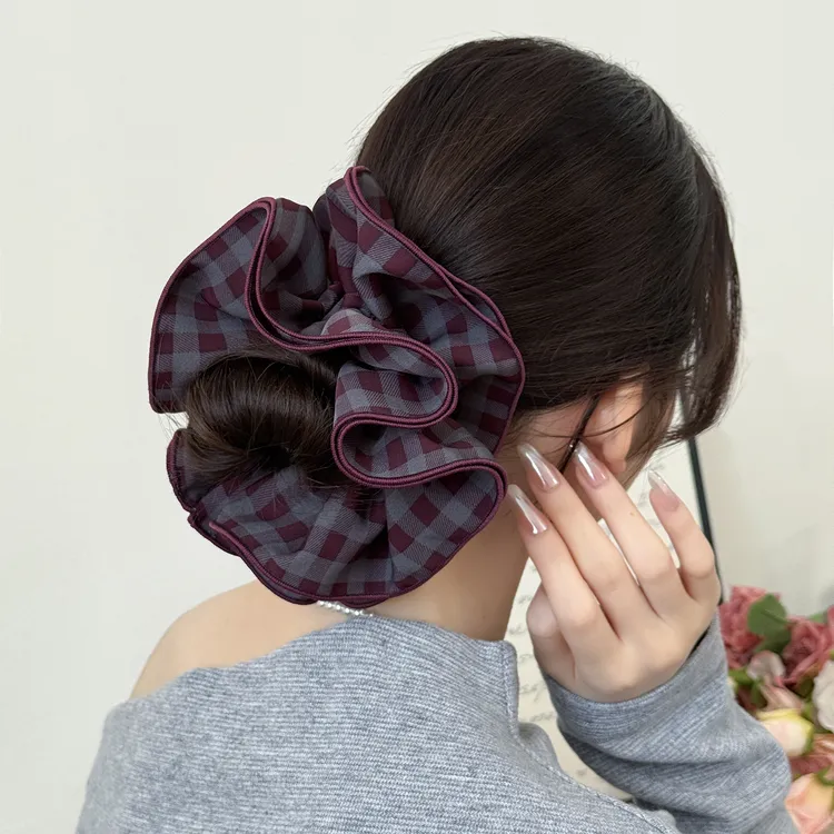 赵露思同款紫色大肠发圈新款高端缎面四层头花韩系简约扎马尾发绳