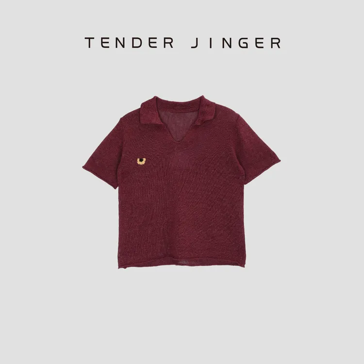 Tender Jinger【疯狂星期三】POLO领和纸纱休闲短袖T53MII30724