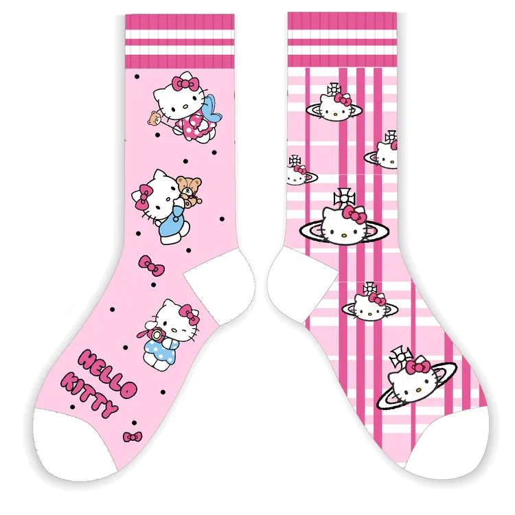 Kitty集合AB版新款潮袜卡通秋冬袜子个性情侣高筒9双装潮流动漫