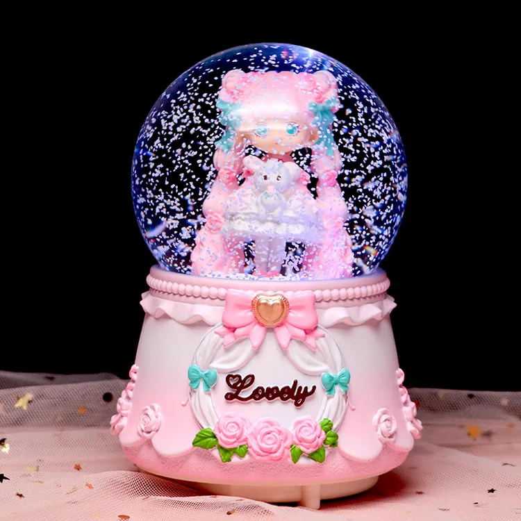 洛丽塔水晶球音乐盒潮玩创意梦幻童话公主八音盒女孩摆件生日礼物