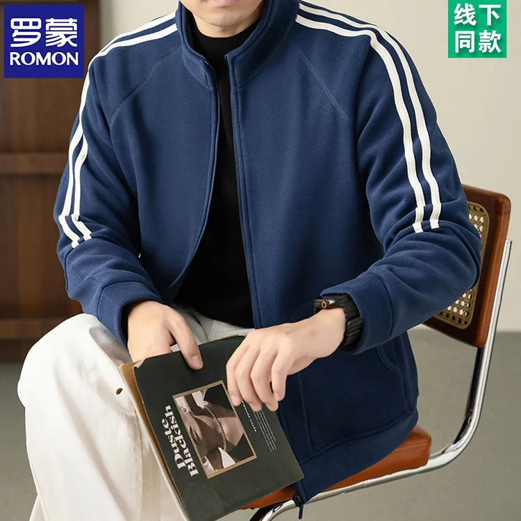 罗蒙2025秋冬款加绒夹克男加厚保暖立领外套潮流拉链奥粒绒夹克男