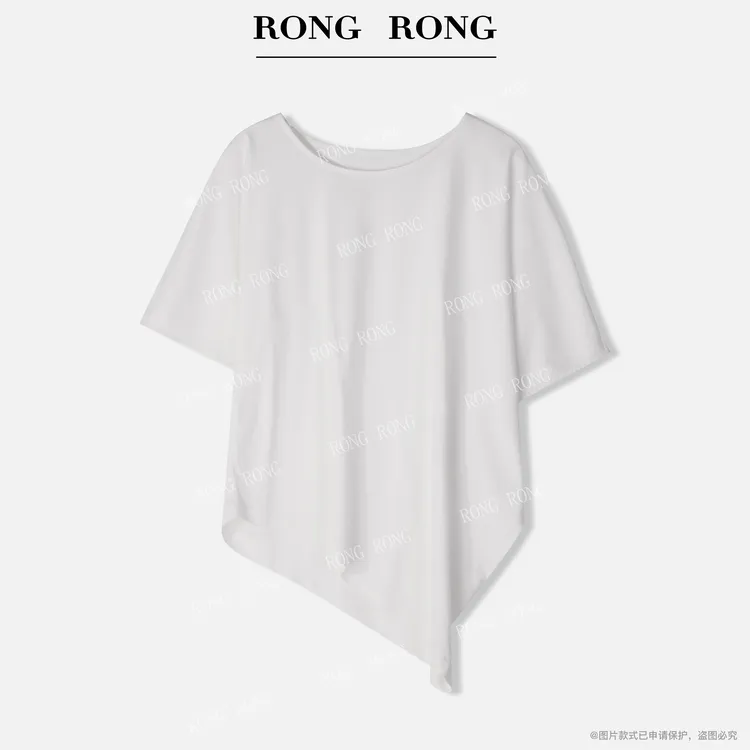 溶溶【春日幻歌】RONGRONG 桑蚕丝棉混纺不规则蝙蝠袖T恤T-B0027