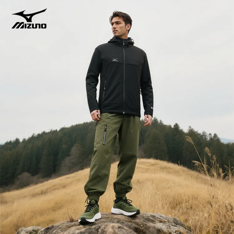 Mizuno/美津浓春秋男女防风软壳衣户外夹克连帽休闲登山服外套潮