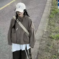 冬季新款宽松复古慵懒风连帽加厚棉衣45488款