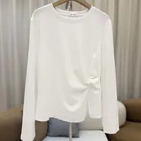 zaw大码女装秋季设计感长袖t恤宽松胖mm洋气遮肚子显瘦上衣/25395