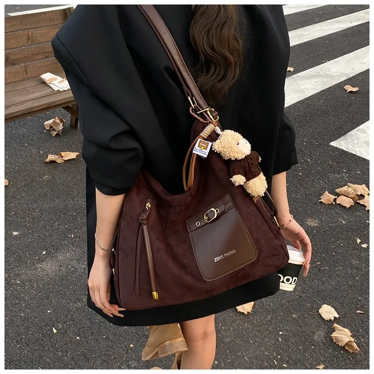 新款复古休闲包女大容量托特时尚百搭单肩通勤斜挎包多功能双肩包