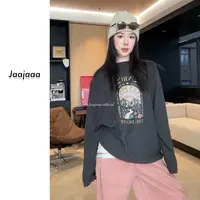 Jaajaaa月蚀手稿  秋季小众宽松长袖潮流风T恤复古印花休闲/IXDB