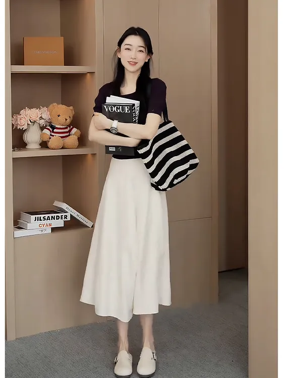 清纯系夏日穿搭白色连衣裙韩系独特绝美t恤小套装女夏季2025新款