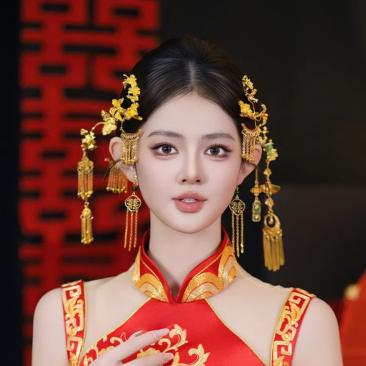 合金婚庆饰品 新款古风新娘高级发饰竹叶发簪贵气减龄头饰MT0273