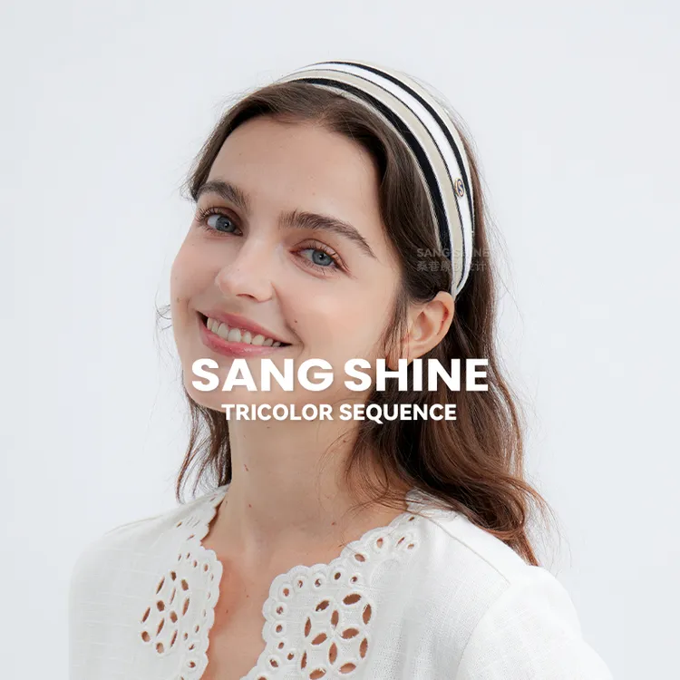 桑巷sangshine小众设计 三色序条纹宽边发箍19姆米100%桑蚕丝底衬商品图