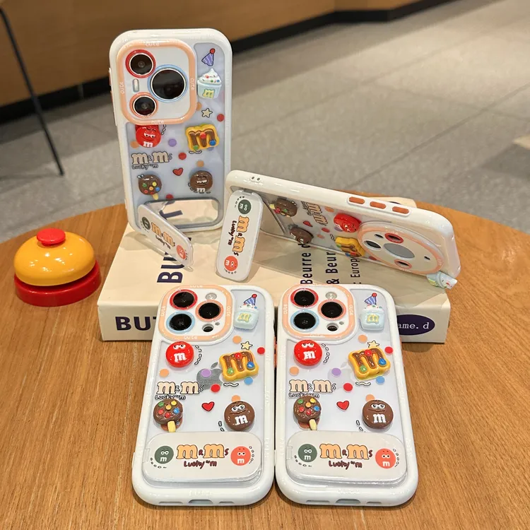 巧克力立体M豆支架适用苹果16手机壳iPhone华为vivo小米15oppo套