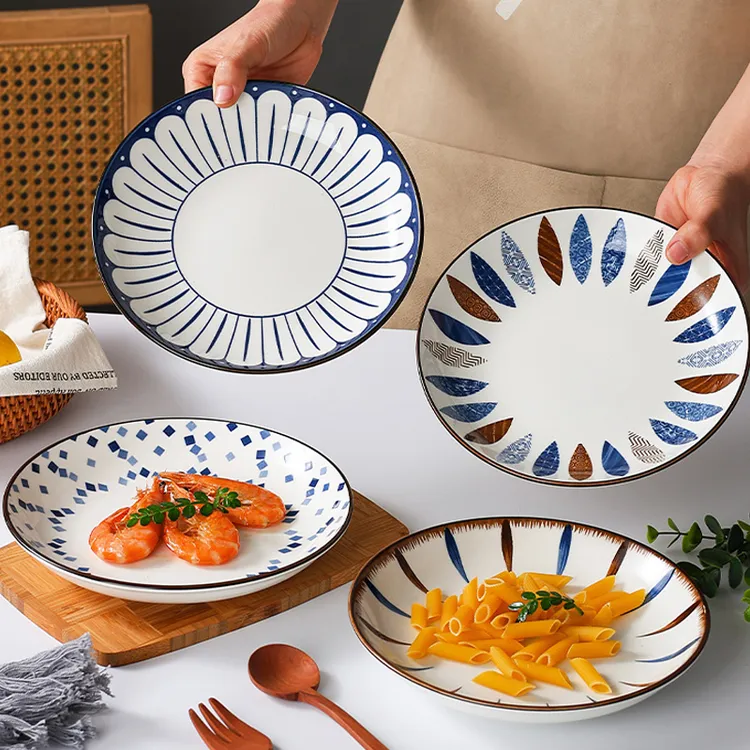 8英寸饭盘简约大气陶瓷餐具餐盘家用盘子釉下彩创意汤盘菜盘