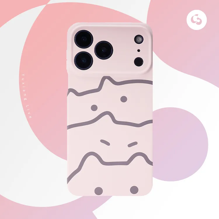 逾巷原创硅胶叠叠猫创意涂鸦简约手机壳全包防摔适用苹果17promax