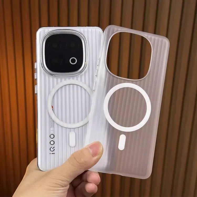 磨砂磁吸瓦楞纹适用新款iqoo15手机壳光栅iqoo13透明超薄防摔硬壳