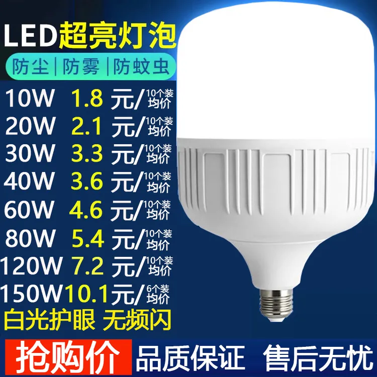 led灯泡超亮省电护眼白光大螺口E27螺丝口家用球形灯泡商用节能灯