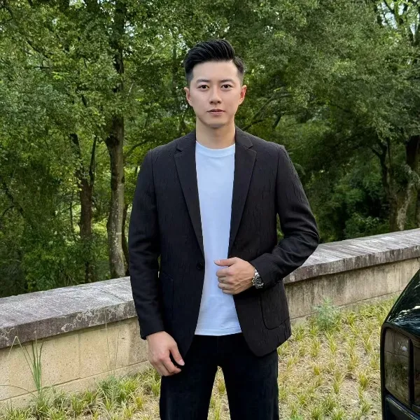 小杰/L-Jie男士男款秋季气质百搭修身时尚休闲暗花西装（0002）