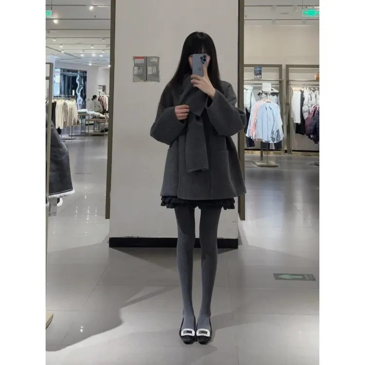 MARIE.COCO韩系复古毛呢设计感气质外套搭百褶半身裙学院风秋冬装