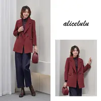 [alicelulu]漫步时光气质西装领中长款毛呢外套S2144935T