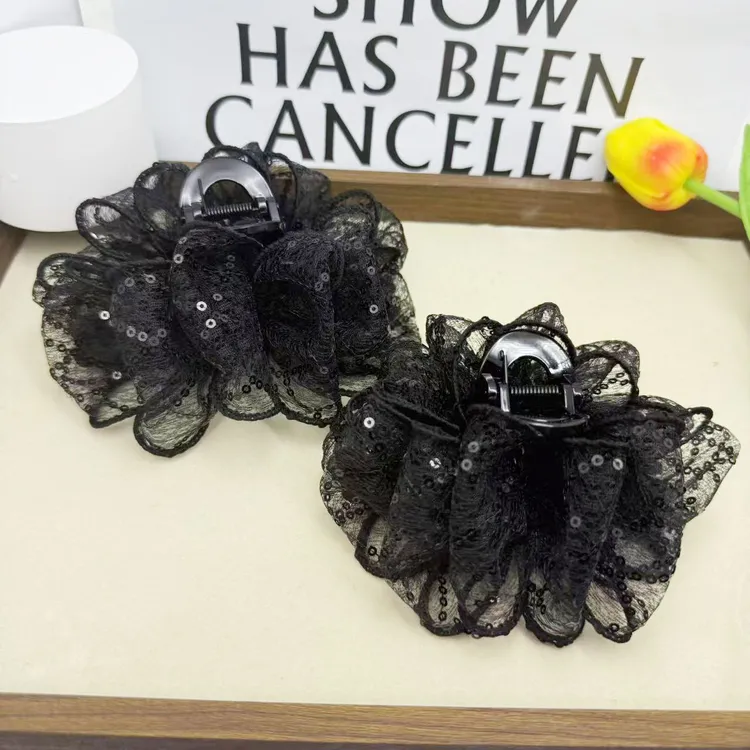 诗泊雅 千金风复古港风女气质极简风星空抓夹优雅