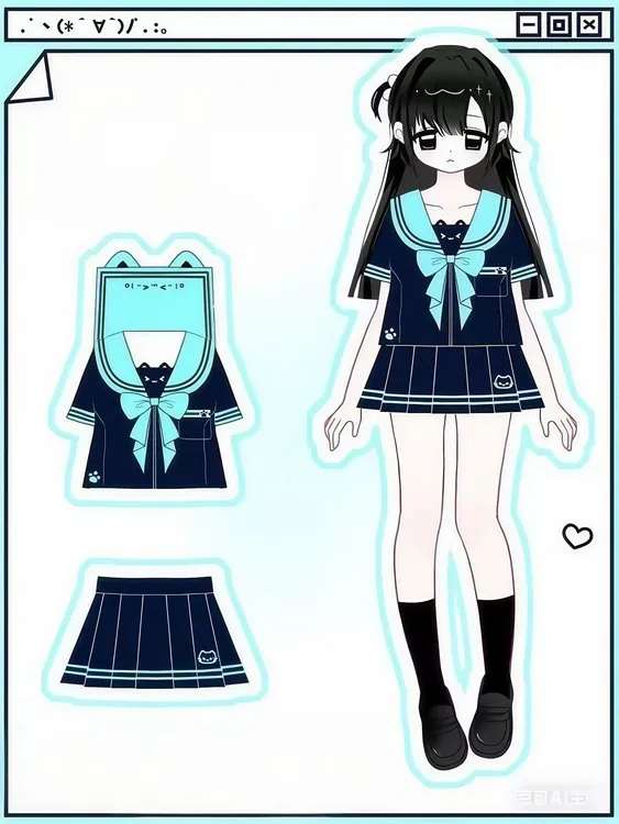 反派不中二原创收腰jk制服【喵呜物语】水手服猫咪可爱日系JK萌款