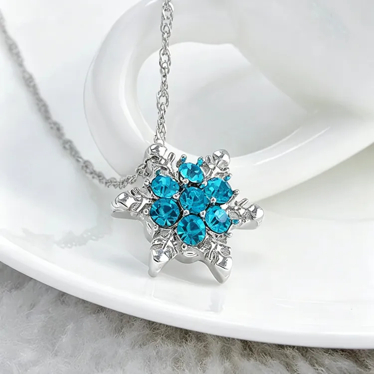 冰雪奇缘雪花戒指儿童宝石首饰艾莎公主水晶吊坠银饰品