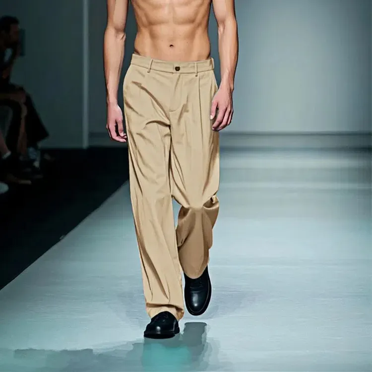 2025男士老钱风时尚休闲西裤宽松版春夏微弹垂感西裤长裤复古