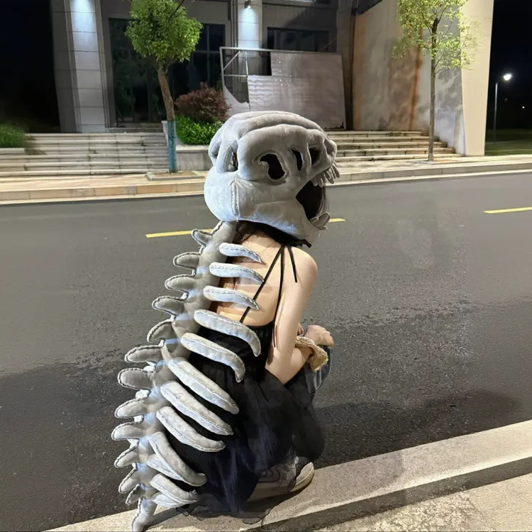 恐龙骨架头套毛绒玩具鹿晗同款儿童外骨骼玩偶成人生日礼物送女生商品图