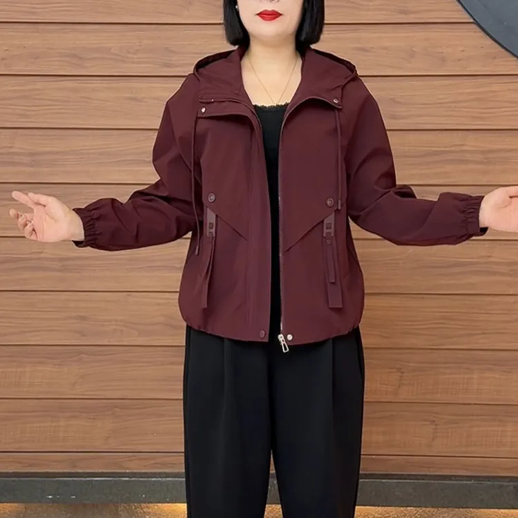 网红秋新款连帽长袖保暖时尚洋气显瘦宽松遮肉加厚防风面料外套女